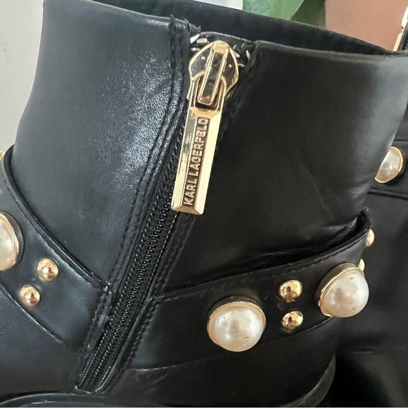 Karl Lagerfeld Paris Pixie Embellishment Moto Boots - Picture 3 of 10